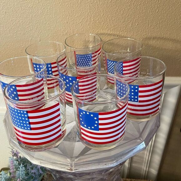 Libbey USA Flags with History on back Set of 8 Vintage Bar Glasses - Picture 16 of 16